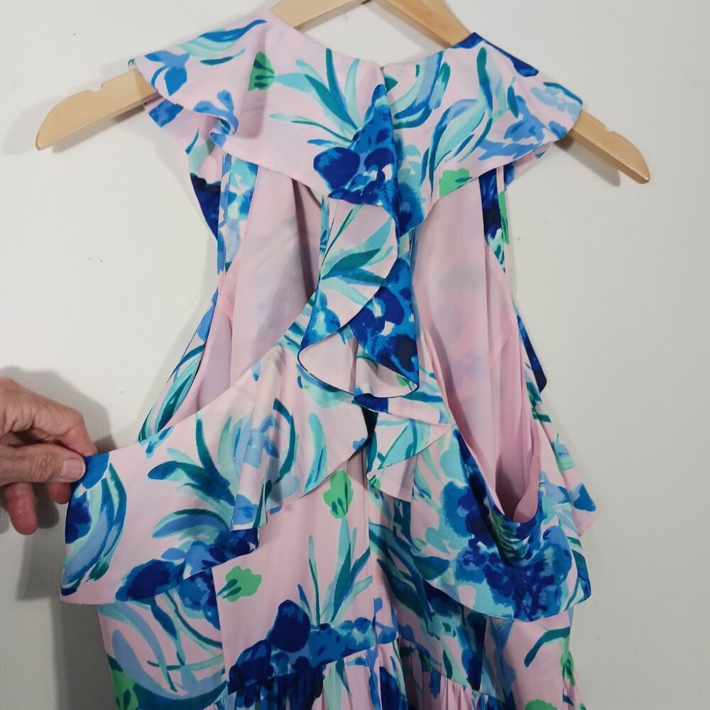 Lilly Pulitzer Rory Dress, Pink Tropics Sweet Pea, Size 14, Racer Back, Flounce - Picture 11 of 16